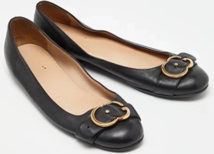 Gucci Vintage Pre-owned Leather flats Black Dames