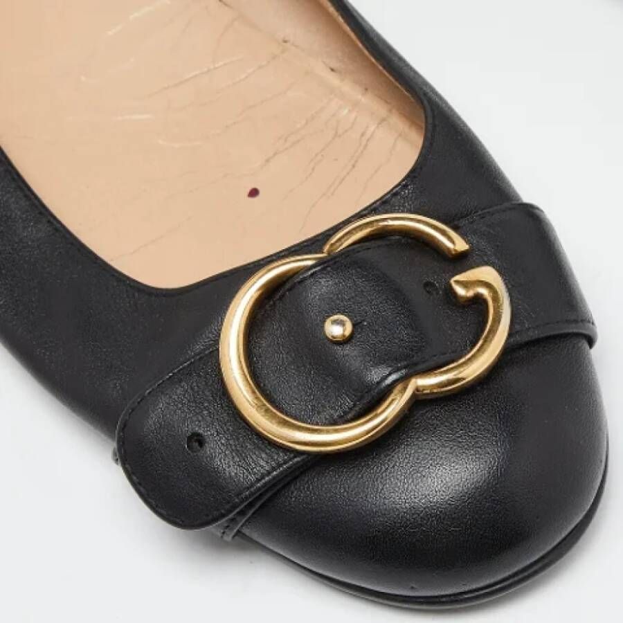 Gucci Vintage Pre-owned Leather flats Black Dames