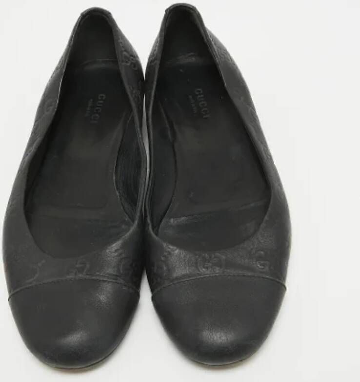 Gucci Vintage Pre-owned Leather flats Black Dames