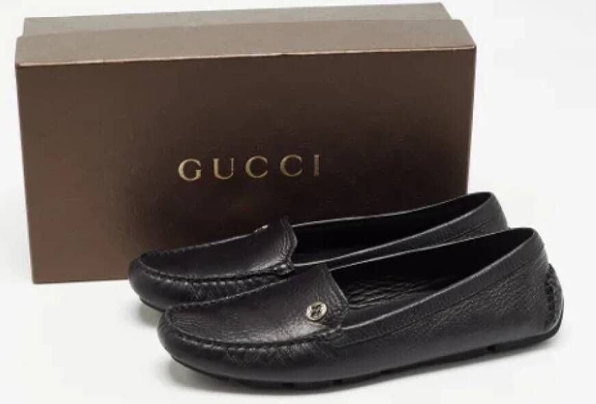 Gucci Vintage Pre-owned Leather flats Black Dames