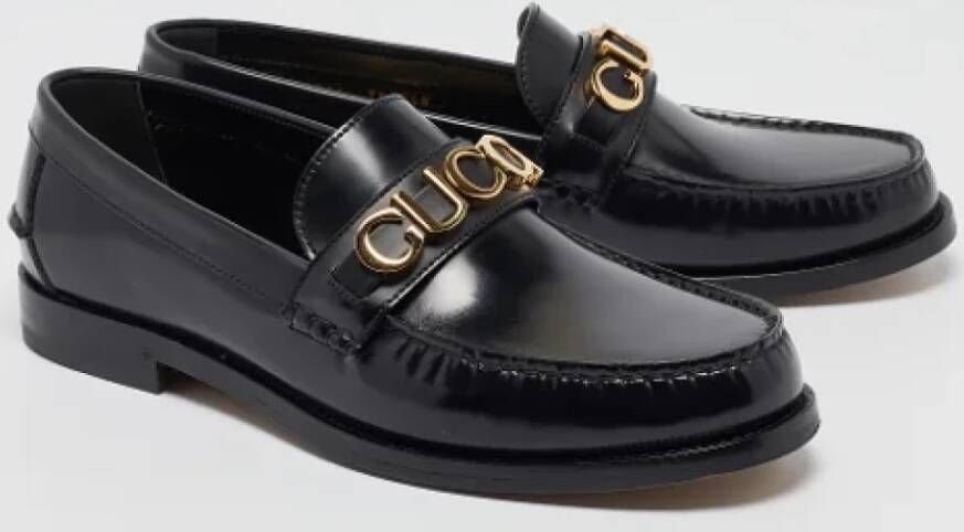 Gucci Vintage Pre-owned Leather flats Black Heren