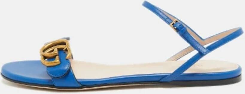 Gucci Vintage Pre-owned Leather flats Blue Dames