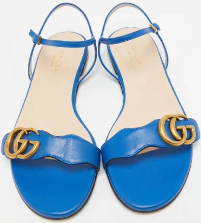 Gucci Vintage Pre-owned Leather flats Blue Dames