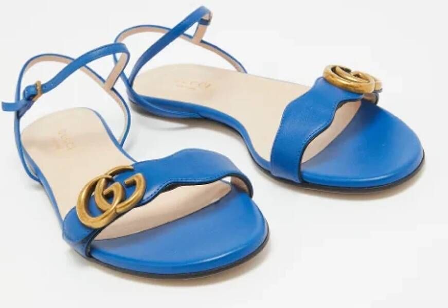 Gucci Vintage Pre-owned Leather flats Blue Dames