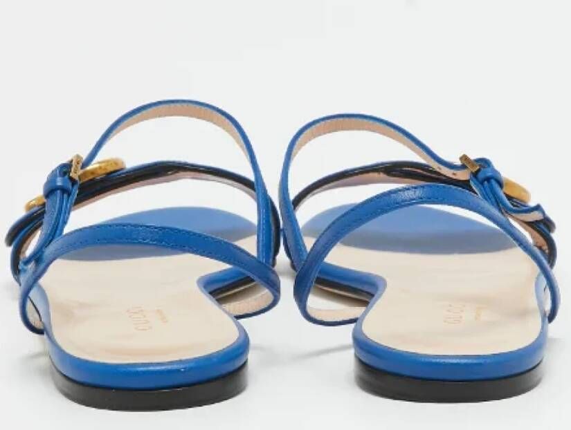 Gucci Vintage Pre-owned Leather flats Blue Dames