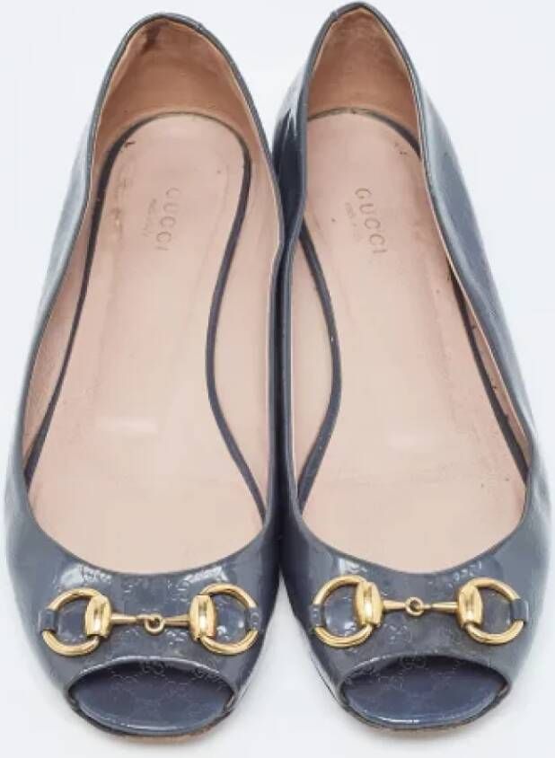 Gucci Vintage Pre-owned Leather flats Gray Dames