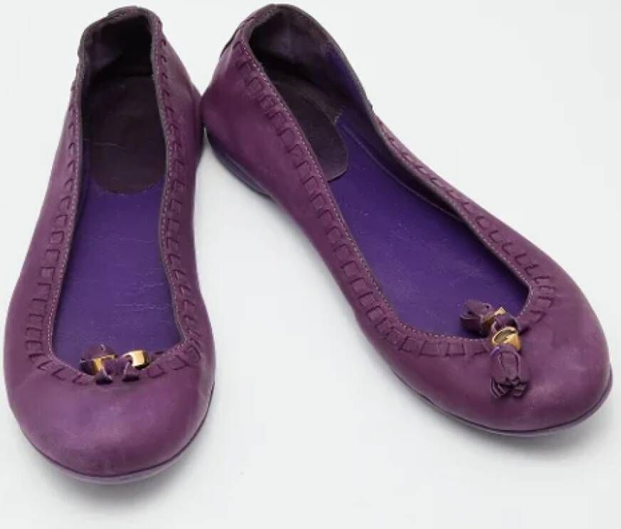 Gucci Vintage Pre-owned Leather flats Purple Dames