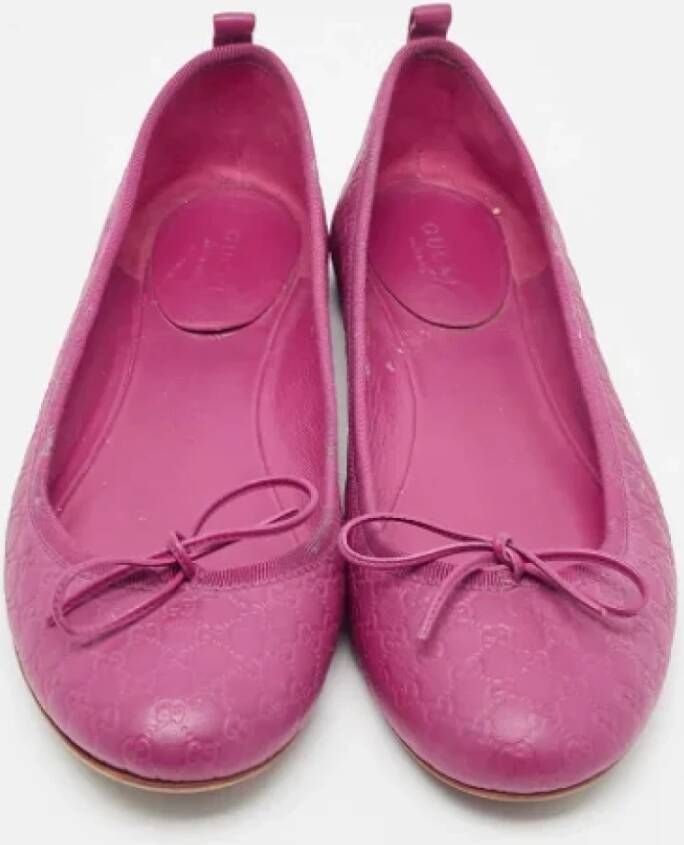 Gucci Vintage Pre-owned Leather flats Purple Dames