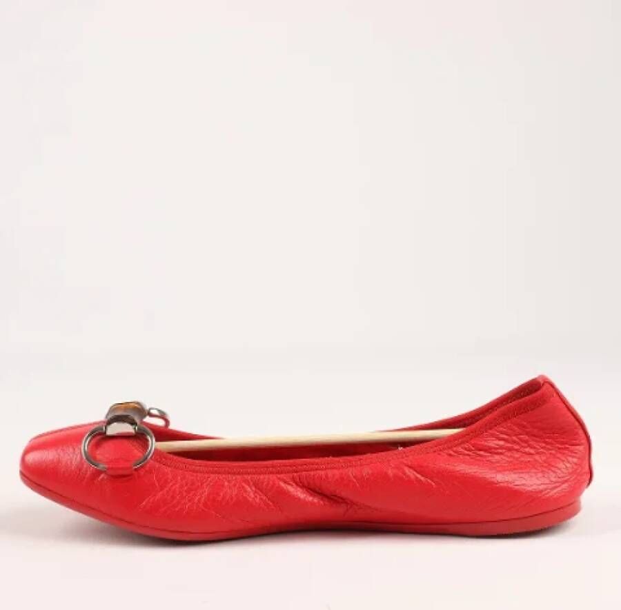 Gucci Vintage Pre-owned Leather flats Red Dames