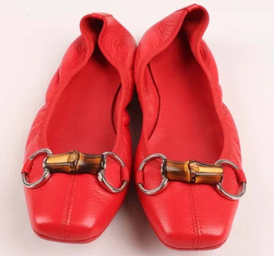 Gucci Vintage Pre-owned Leather flats Red Dames