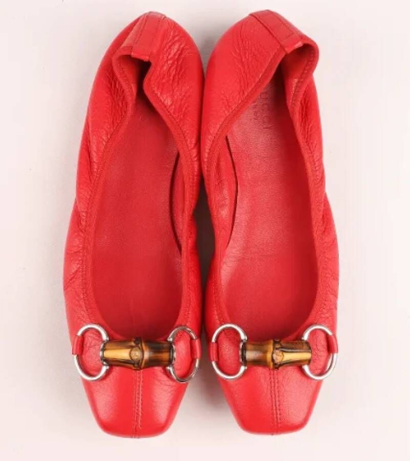 Gucci Vintage Pre-owned Leather flats Red Dames