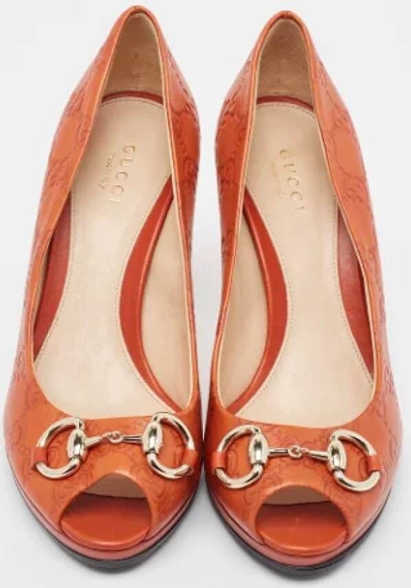 Gucci Vintage Pre-owned Leather heels Orange Dames