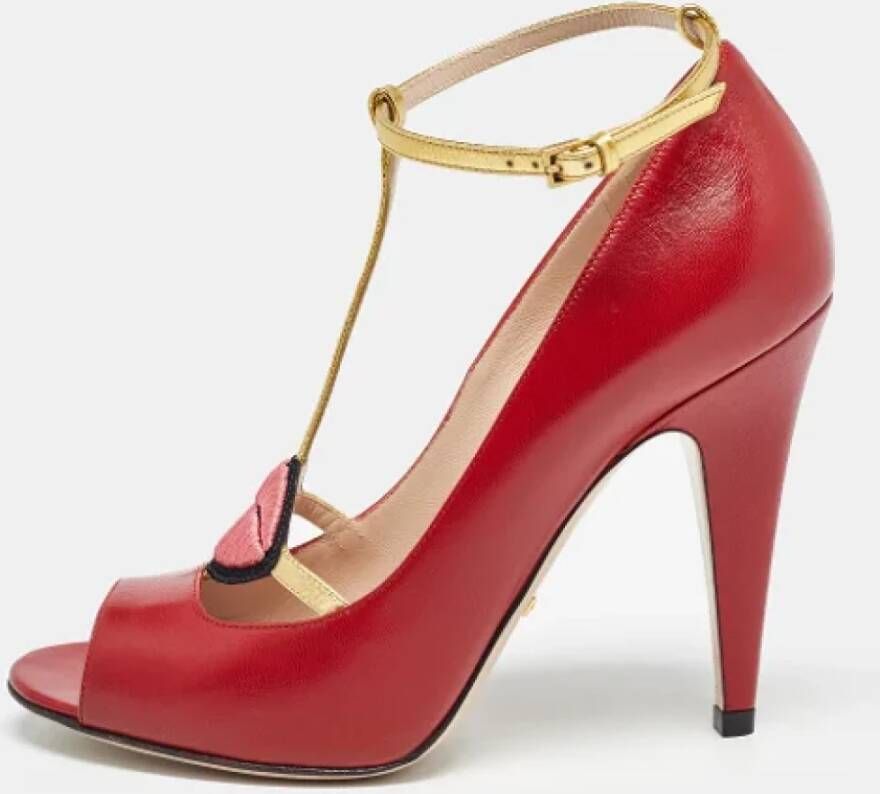 Gucci Vintage Pre-owned Leather heels Red Dames