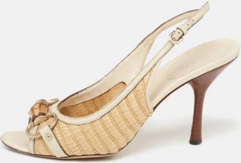 Gucci Vintage Pre-owned Leather sandals Beige Dames