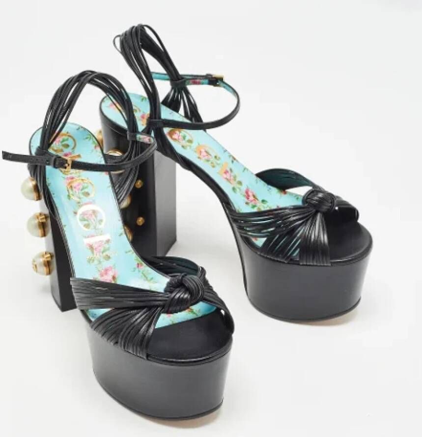 Gucci Vintage Pre-owned Leather sandals Black Dames