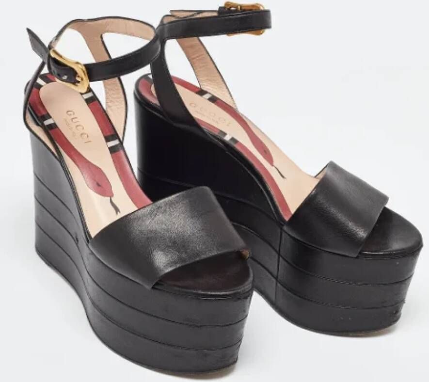 Gucci Vintage Pre-owned Leather sandals Black Dames