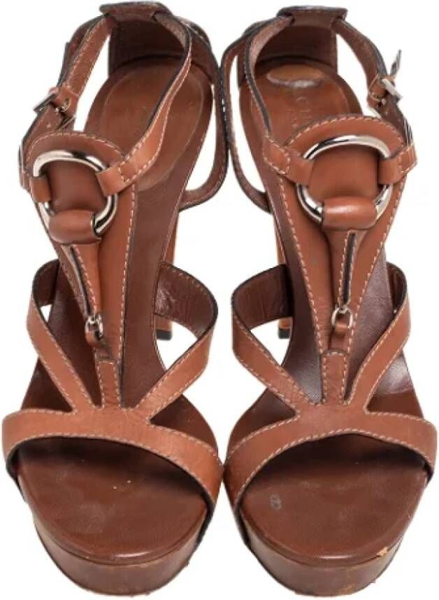 Gucci Vintage Pre-owned Leather sandals Brown Dames