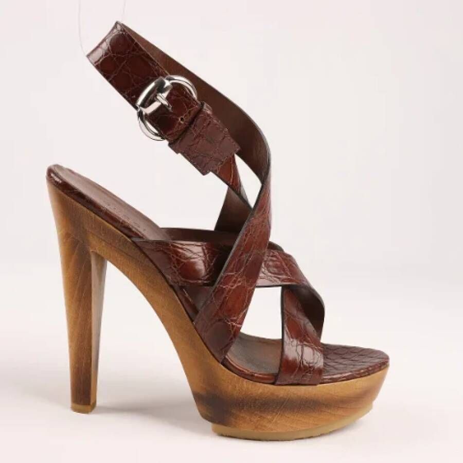 Gucci Vintage Pre-owned Leather sandals Brown Dames