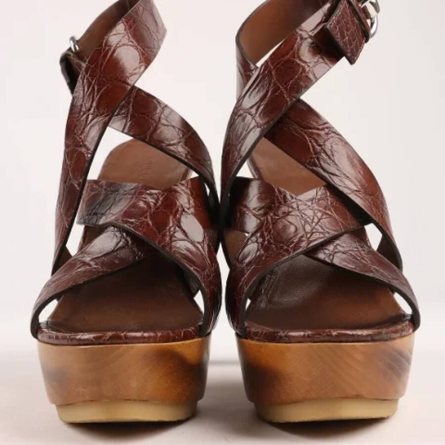 Gucci Vintage Pre-owned Leather sandals Brown Dames