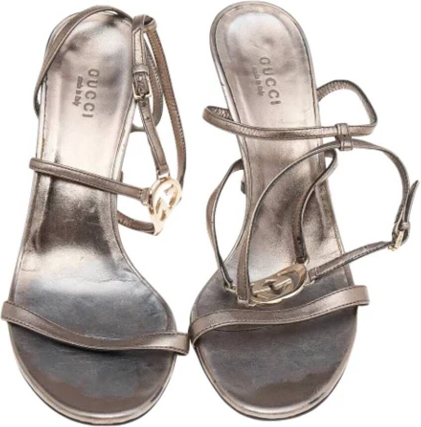 Gucci Vintage Pre-owned Leather sandals Gray Dames