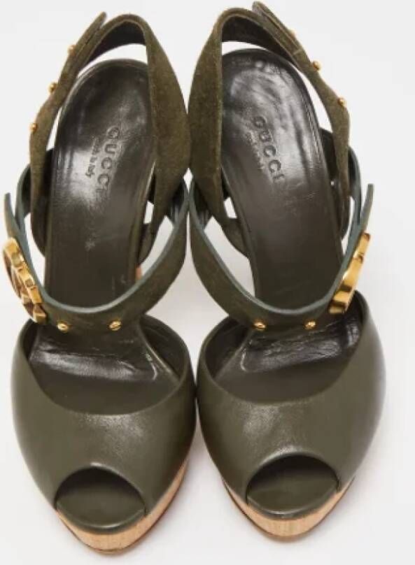 Gucci Vintage Pre-owned Leather sandals Green Dames