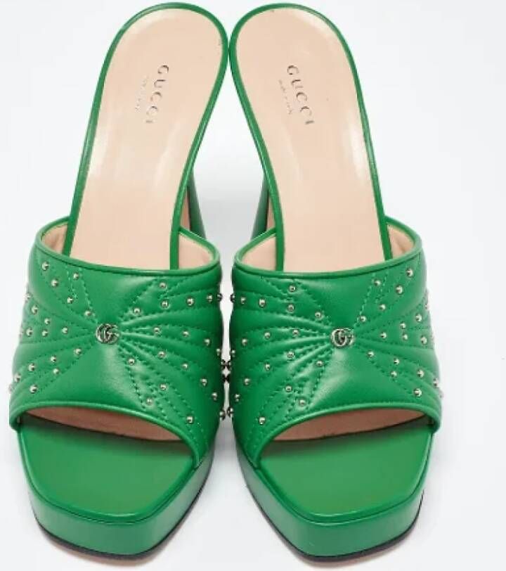 Gucci Vintage Pre-owned Leather sandals Green Dames