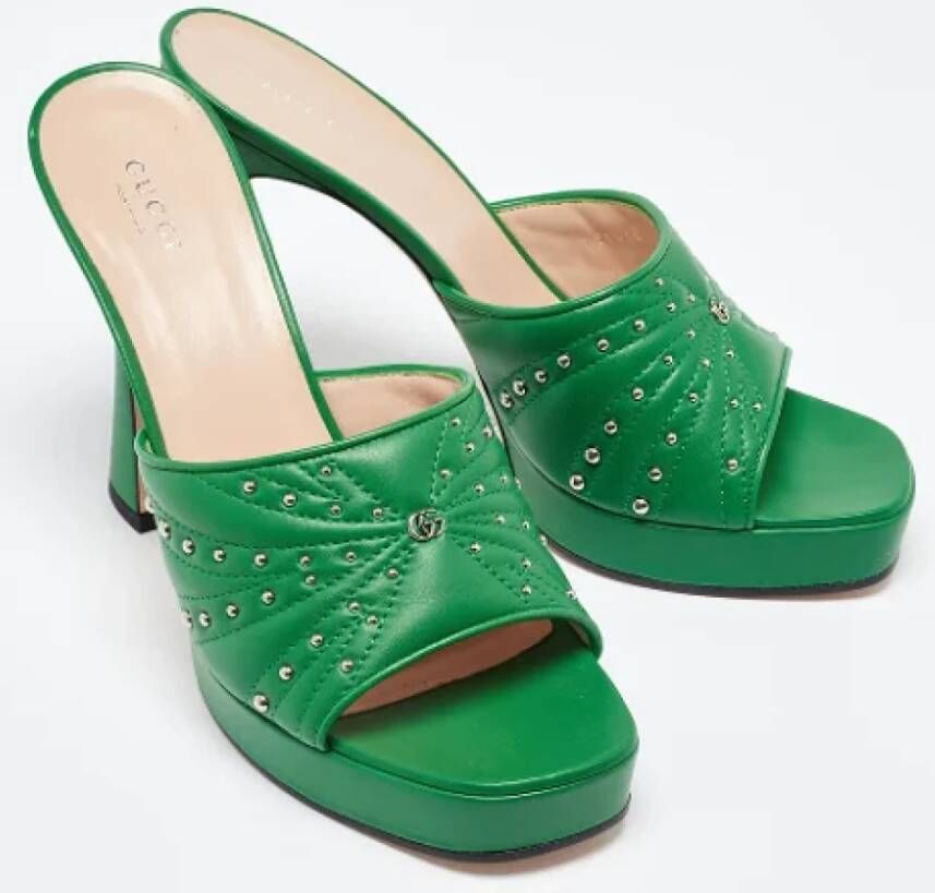 Gucci Vintage Pre-owned Leather sandals Green Dames