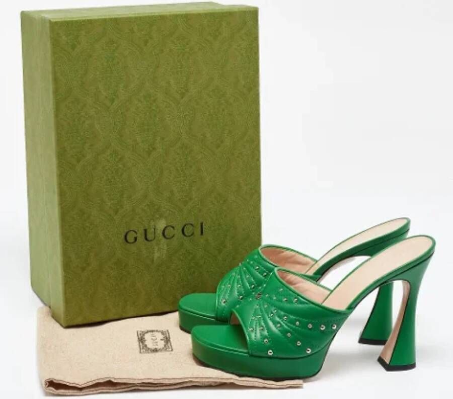 Gucci Vintage Pre-owned Leather sandals Green Dames