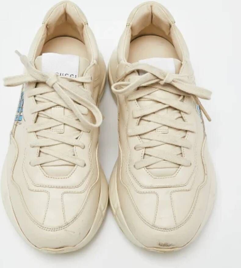 Gucci Vintage Pre-owned Leather sneakers Beige Dames