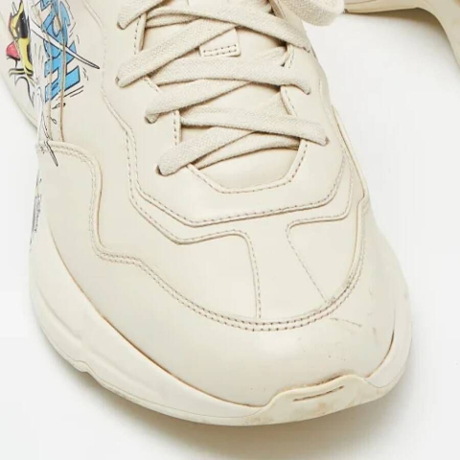 Gucci Vintage Pre-owned Leather sneakers Beige Dames