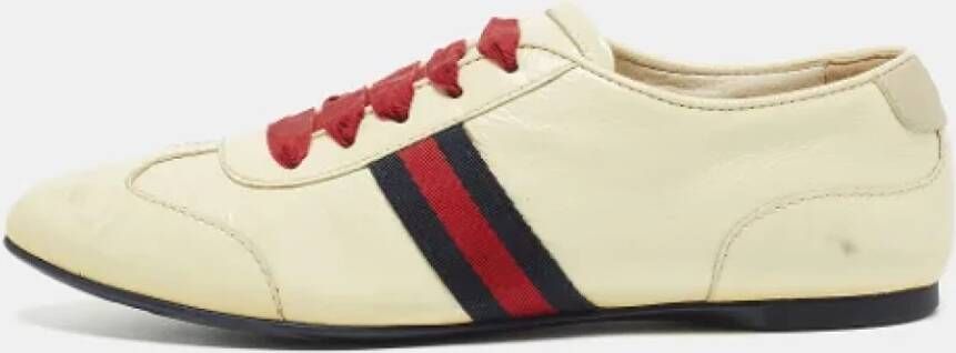 Gucci Vintage Pre-owned Leather sneakers Beige Dames