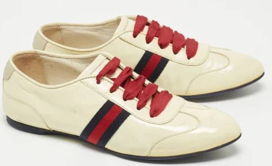 Gucci Vintage Pre-owned Leather sneakers Beige Dames