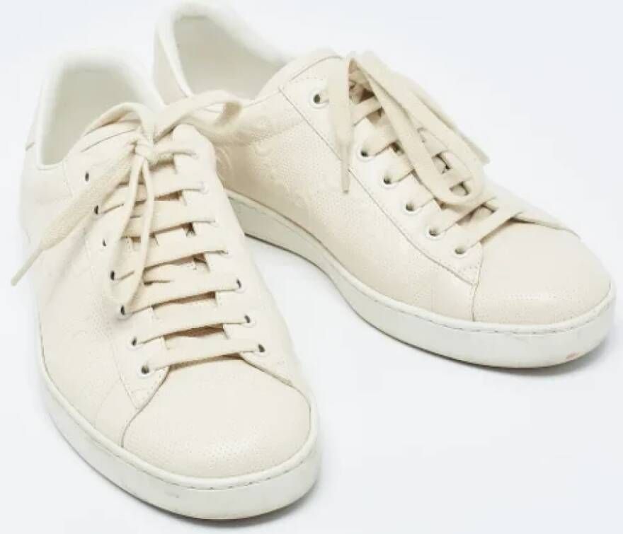 Gucci Vintage Pre-owned Leather sneakers Beige Dames