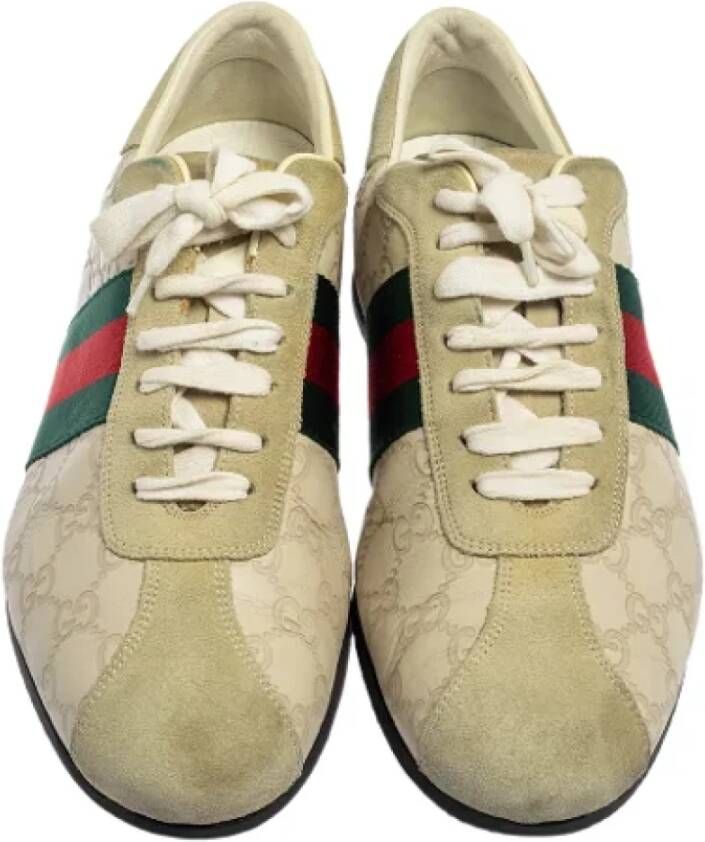 Gucci Vintage Pre-owned Leather sneakers Beige Dames