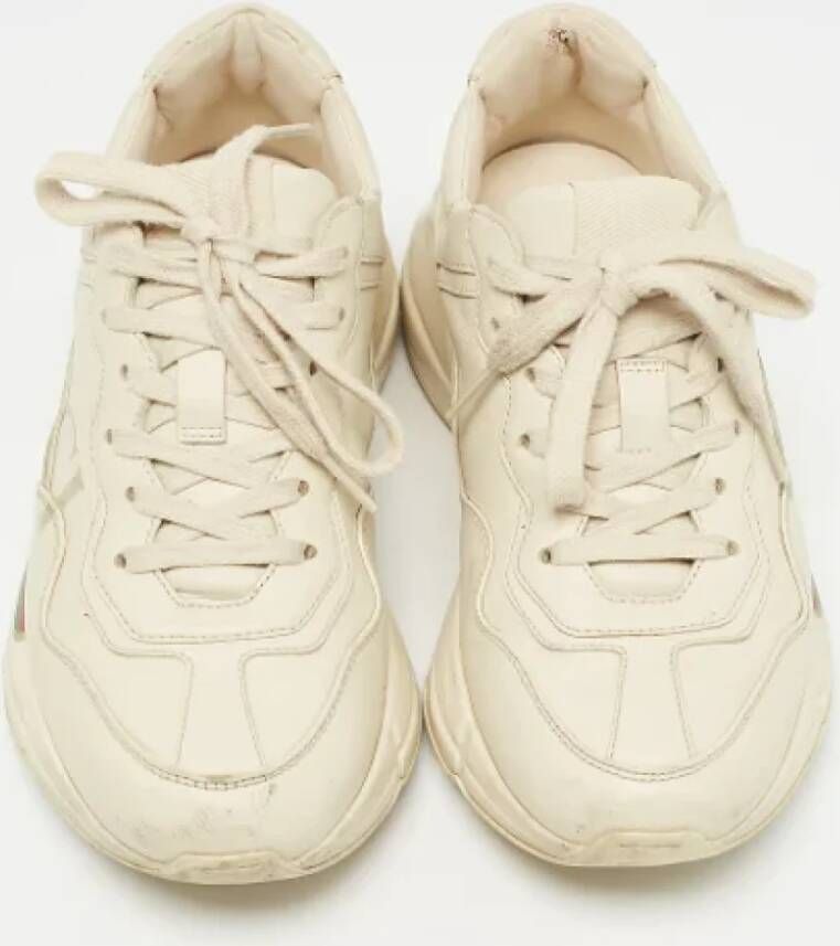 Gucci Vintage Pre-owned Leather sneakers Beige Dames