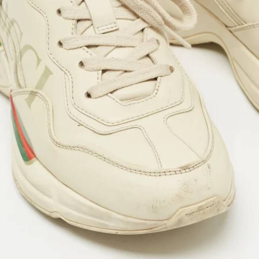 Gucci Vintage Pre-owned Leather sneakers Beige Dames