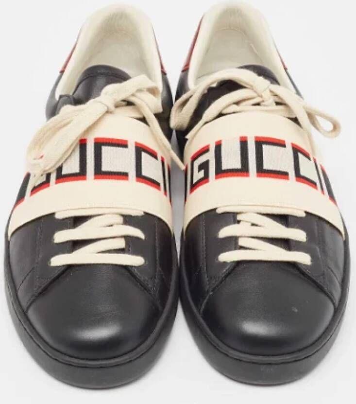 Gucci Vintage Pre-owned Leather sneakers Black Heren