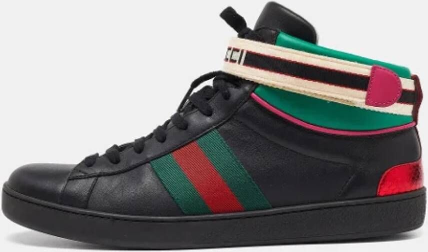 Gucci Vintage Pre-owned Leather sneakers Black Heren