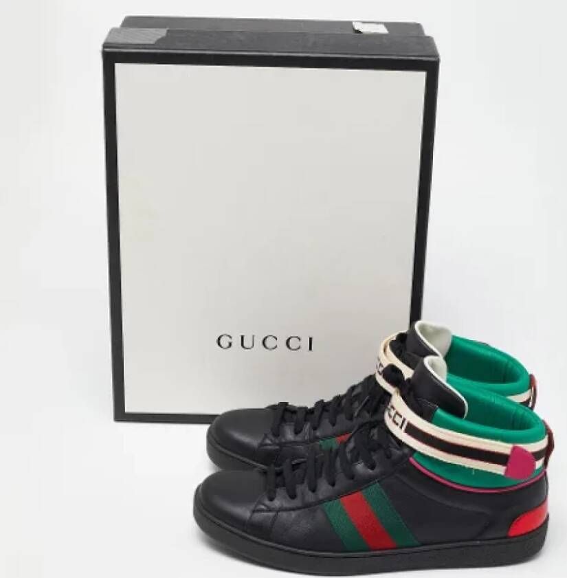 Gucci Vintage Pre-owned Leather sneakers Black Heren