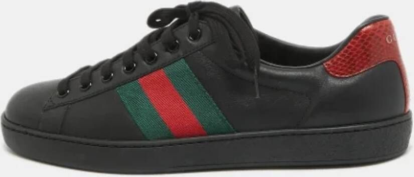 Gucci Vintage Pre-owned Leather sneakers Black Heren