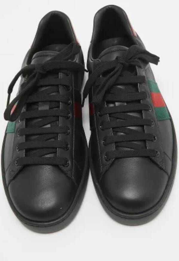 Gucci Vintage Pre-owned Leather sneakers Black Heren