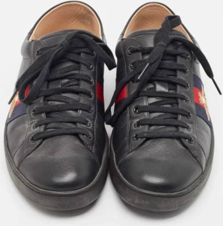 Gucci Vintage Pre-owned Leather sneakers Black Heren