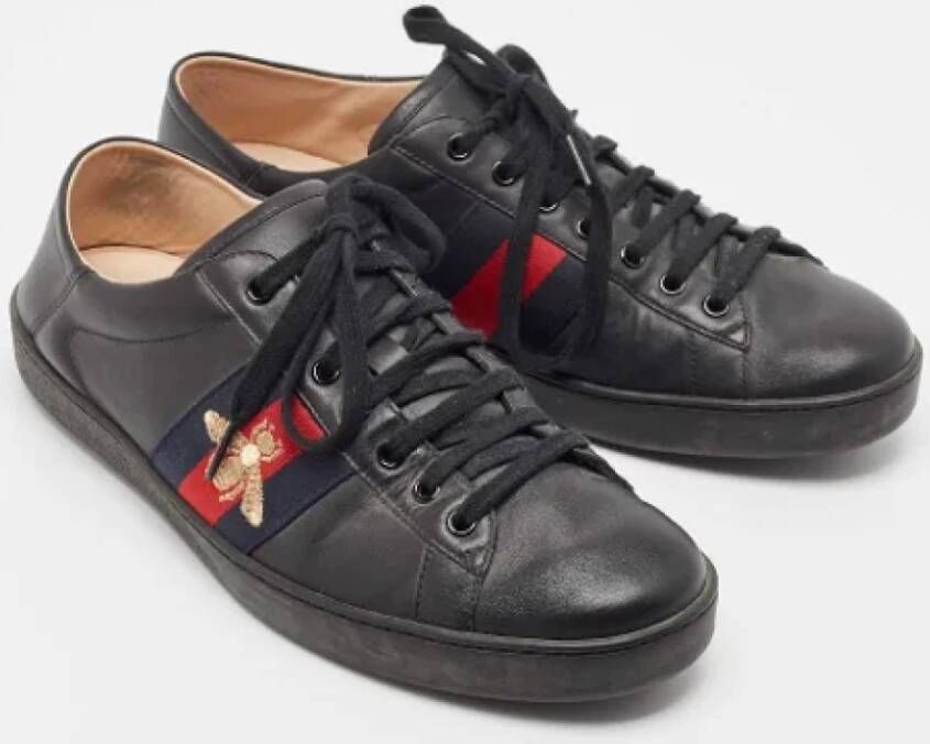 Gucci Vintage Pre-owned Leather sneakers Black Heren