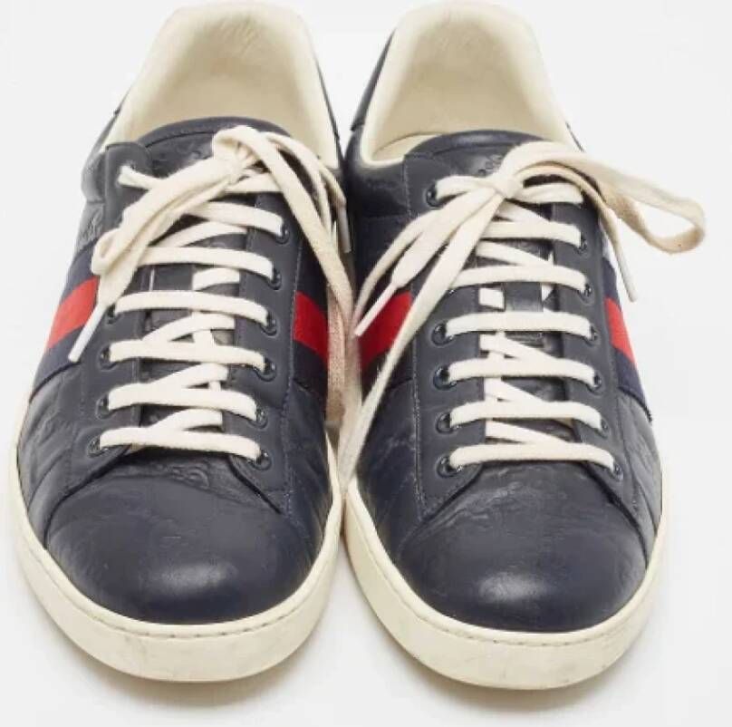 Gucci Vintage Pre-owned Leather sneakers Blue Heren