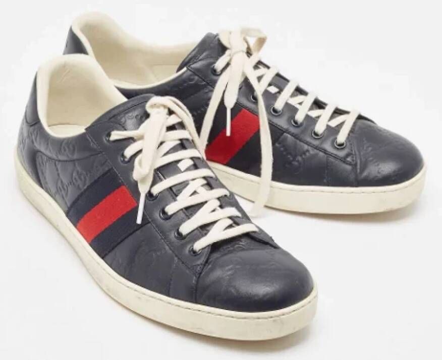 Gucci Vintage Pre-owned Leather sneakers Blue Heren