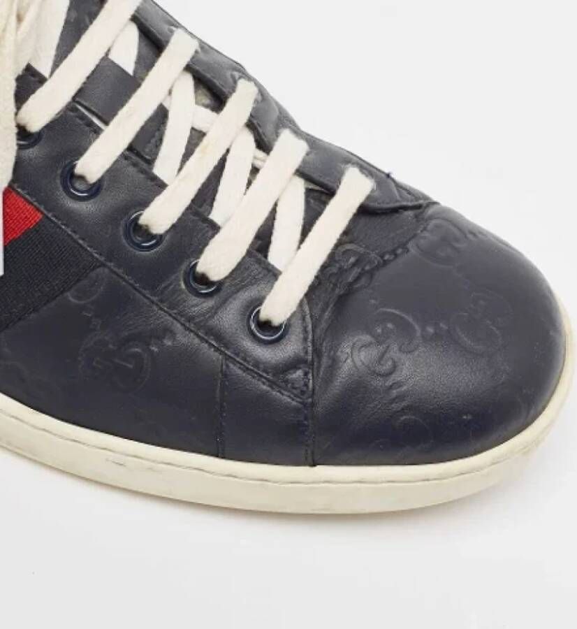 Gucci Vintage Pre-owned Leather sneakers Blue Heren