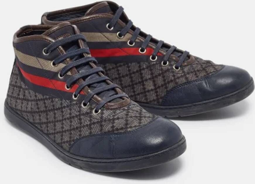 Gucci Vintage Pre-owned Leather sneakers Blue Heren