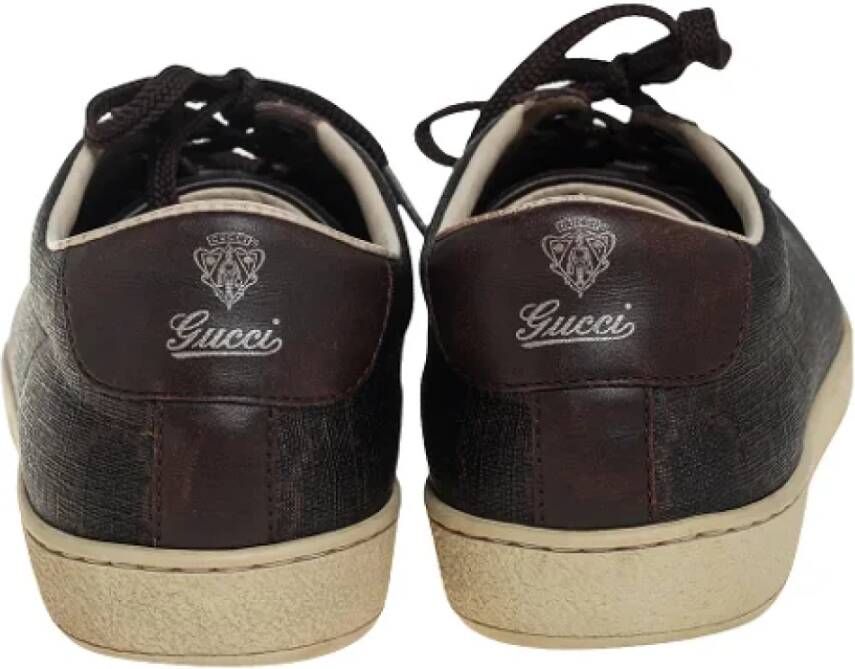 Gucci Vintage Pre-owned Leather sneakers Brown Dames