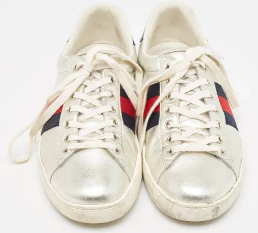 Gucci Vintage Pre-owned Leather sneakers Gray Heren