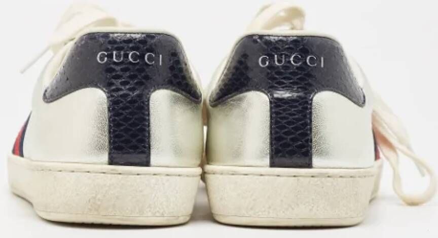 Gucci Vintage Pre-owned Leather sneakers Gray Heren